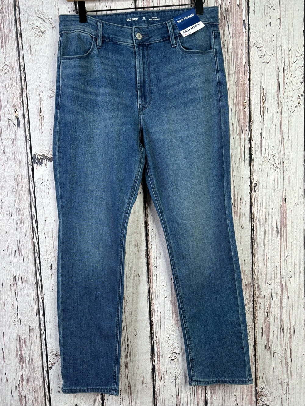 🏷️NWT Old Navy High Rise WOW Straight Jeans Size 10 SHORT Denim 26.5” Inseam NEW